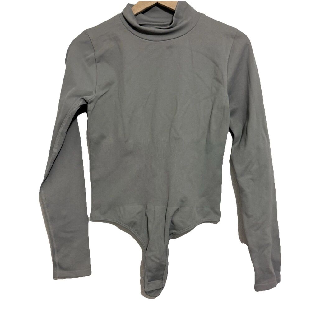 MANGOPOP Women's Bodysuit Long Sleeve Turtleneck Green Sage Size Large